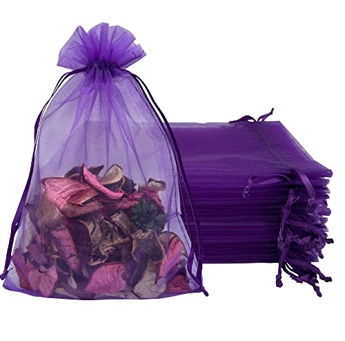 Џексила 100 ПАРЧИЊА Чиста Виолетова Торба За Органза 5Х7 Мрежести Торби За Влечење Мал Накит Торби За Подароци За Свадбена Веселба За Ноќта