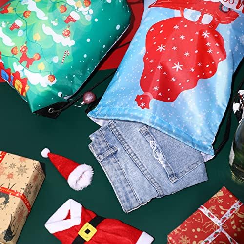 10 Парчиња Божиќен Подарок Врвка За Влечење Големи Чанти 15,7 х 13,7 Инчен Божиќен Ранец За Завиткување Со Врвка Божиќна Врвка