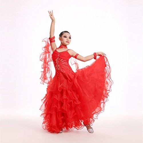 Yilinfeier Деца без грб, голема нишало, румба Самба Салса, модерен фустан за перформанси за танцување за девојки