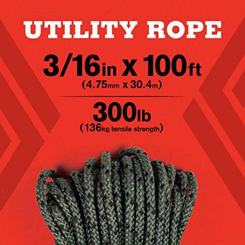 Атвуд јаже MFG 3/16 ”инч плетенка со јаже. Камуфлажа, 100 метри направени во САД, лесен силен разноврсен јаже за кампување, опстанок, DIY,