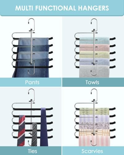 Панталони за панталони за заштеда на простор за заштеда на простор - надградба на решетката за закачалки со фармерки со пена со леќички