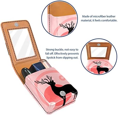 Кармин за шминка ОРИУКАН торба ЗА кармин со огледало пренослив торбичка за складирање кармин организатор за складирање сјај за усни, Розов
