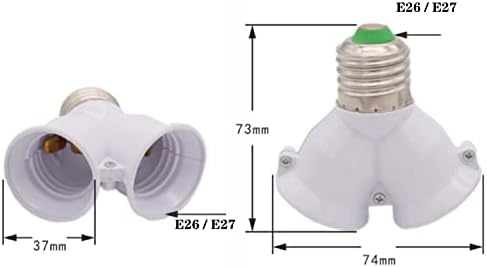 2 Во 1 Светлосен Приклучок Сплитер Е26 Е27 Адаптер Конвертор За Стандардни LED Светилки, 100v-250V, Макс 150W, 165w Отпорни На