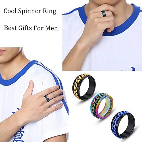Последно 8мм Не'рѓосувачки челик Спинер Анксиозен прстен за тинејџерски девојки мажи, fidget rings Стрес олеснување на анксиозниот