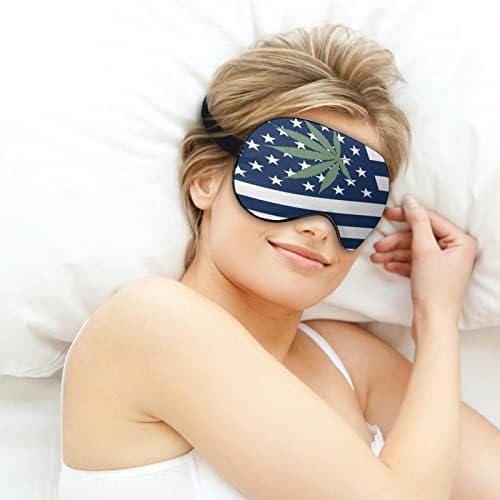 Американско знаме за плевел маска за ролетни маски за спиење ноќно сенка на окото, прилагодливо каиш со смешна графика за жени мажи со една големина