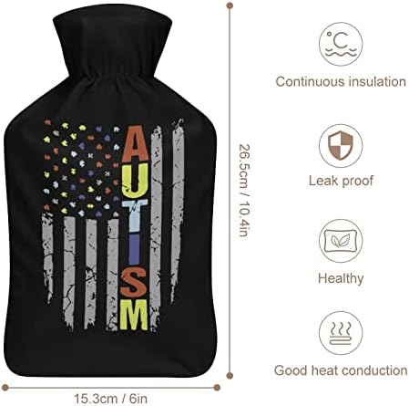 Свесност за аутизам нас знаме вреќа со топла вода со кратки кадифен капаци гумени топла вода шишиња преносни рачни потопла 1000 мл
