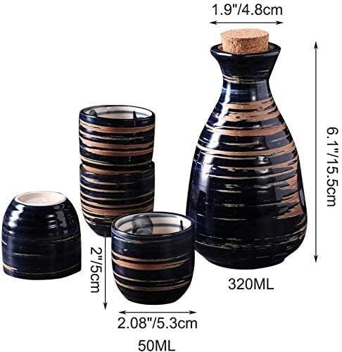 Мини анти -лизгање поставете 5 парчиња дизајн на текстура на глазура од глазура, керамички чаши, занаети за вино, за ладно/топло/shochu/чај
