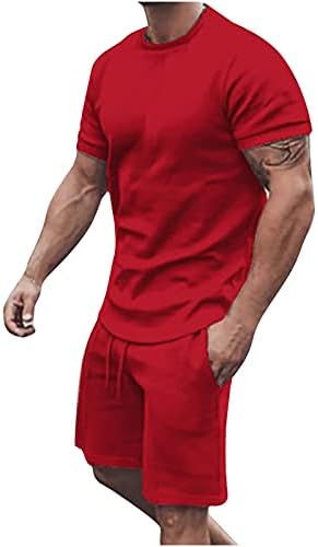 2022 Casual Sport Set for Mens Mens Two Pize Suble Solid O-Neck Short Relef Fit Tee Murts Shart Sweatpants Sett