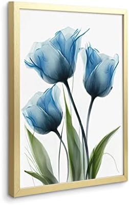 GXOBOCX декор за бања цвет платно wallидна уметност грациозна сина лаличка слика ботаничка wallидна уметност едноставна животна уметност за