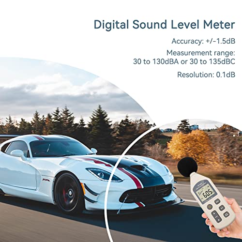 Мерач на децибела, мерач на дигитален звук на Нојафа 30-130dB тестер за мерење на бучава од децибела, максимална заклучена вредност, акустичен