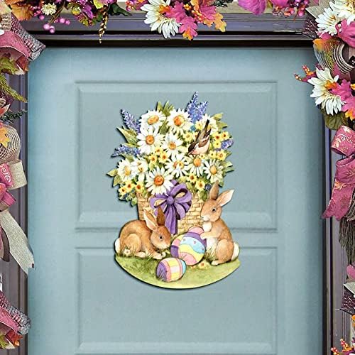 Hotешка венчаница Тасел Велигденски приврзок Зајак украс дрвена врата виси насликани стакло прозорец виси