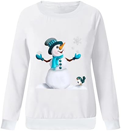 Плус големина на врвови за жени грда Божиќен џемпер за жени Божиќни кошули со долг ракав Смешно слатко ирваси графички пуловер