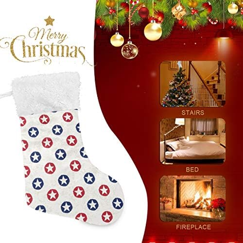 Пимилагу Полка точка со starsвезди во американско национално знаме Божиќни чорапи 1 пакет 17,7 “, виси чорапи за Божиќна декорација