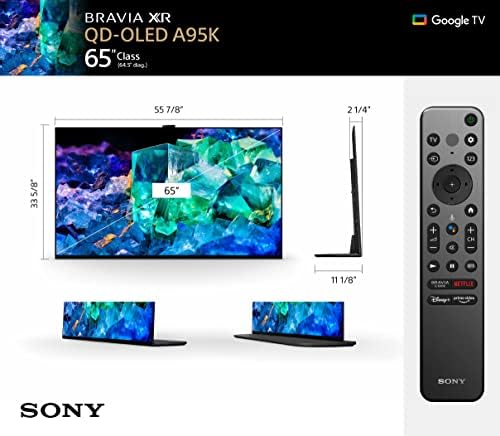 Sony 65 Инчен 4k Ултра HD Тв A95k Серија: Bravia XR QD-OLED Smart GOOGLE TV Со DOLBY Vision HDR, Bluetooth, Wi-Fi, USB, Ethernet,