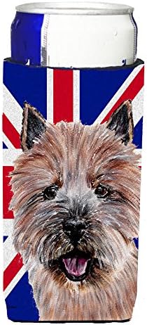 Богатствата НА КАРОЛИНА SC9877MUK Norwich Terrier со англиски Унија Џек Британско Знаме Ултра Гушкач За Тенки лименки, Може Ладилник