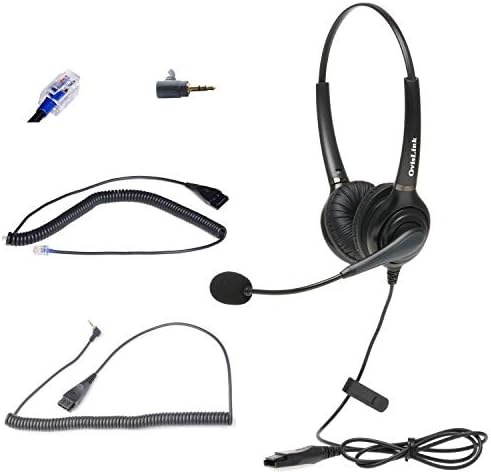 Слушалките за двојни уши на Ovislink компатибилни со Allworx Phone | Откажување на бучава за центар за повици и канцеларија | Вклучете RJ9