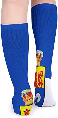 Спортски чорапи со знаме на Хесе Германија, топли цевки чорапи високи чорапи за жени мажи кои работат обична забава