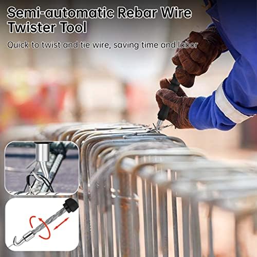 Homaisson 2pcs Rebar Tie Wire Twisters, Полу-автоматска алатка за вртење на Twister Twister со ергономска рачка, алатка за оградување со бетонска