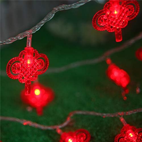 20 -ти 40 LED LED кинески јазол низа светла батерија оперирани бајки за самовила за 2021 година кинеска новогодишна забава, декорација