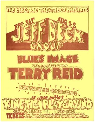 Imageеф Бек Блуз Слика Тери Рид 1969 година Кинетичко игралиште Чикаго Хандбил Марк Бехренс потпишан