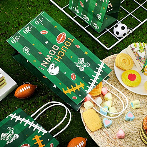 24 парчиња фудбалска забава фаворизираат торби за хартија Фудбалски подароци со рачки фудбалски забави Кенди торби третираат торби зелени