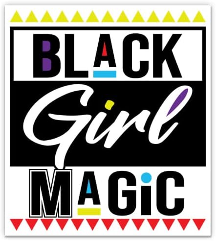 Магични налепници на црна девојка - 2 пакувања од 3 налепници - водоотпорен винил за автомобил, телефон, шише со вода, лаптоп - симпатична