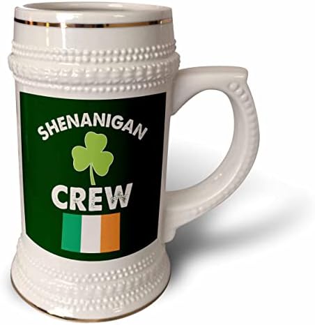 3Drose Shenanigan Crew ShamRock Irish Flag St Patricks Day, 3Dramm - 22oz Штајн кригла