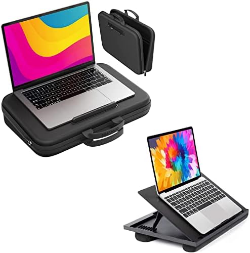 Прилагодливо биро за прилагодување на Huanuo, 2-во-1 преносна лаптоп биро лаптоп торба со анти-лизгачки стопер за лаптопи до 17 инчи