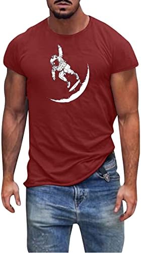 ZDDO машки војник со кратки ракави за кратки ракави за мажи, смешни астронаути печатени маици летни атлетски тренинзи мускули маица