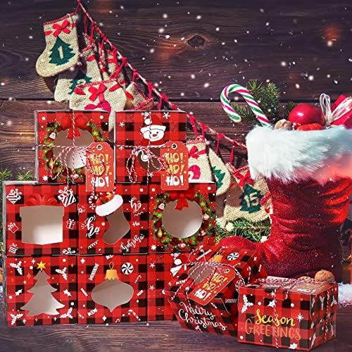 36 Парчиња Божиќни Кутии За Подароци Божиќни Кутии За Колачиња Со Прозорец Зимски Празник Храна Пекарница Третираат Кутии За Деца Божиќ Празник
