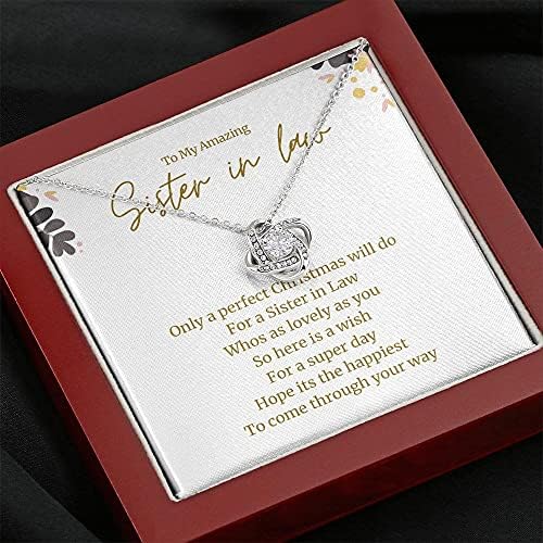 Накит за картички за пораки, рачно изработено ѓердан- Персонализиран подарок Loveубов ѓердан од јазол, Божиќен подарок за Сестра