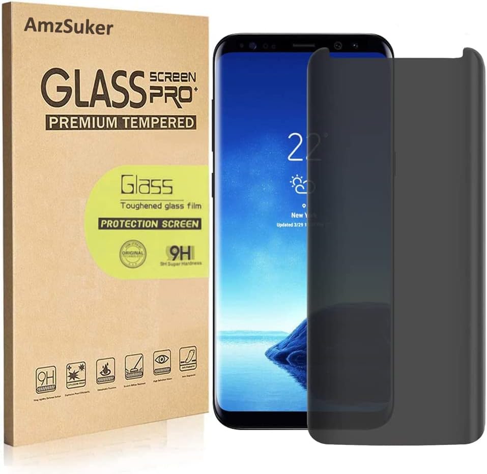 AmzSuker [2Pack] За Galaxy S8 Приватност Анти-Шпионски Калено Стакло Заштитник На Екранот, [Случај Пријателски] [Меур Слободен]
