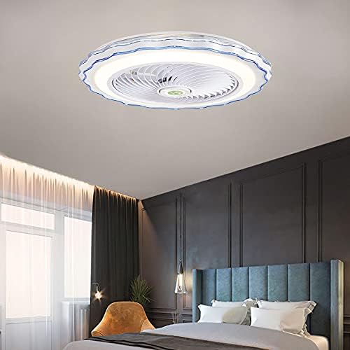 Вентилатор за тавани со спална соба со лесен и далечински управувач 3 брзини со тајмер LED затемнети ултра-тенки вентилаторни
