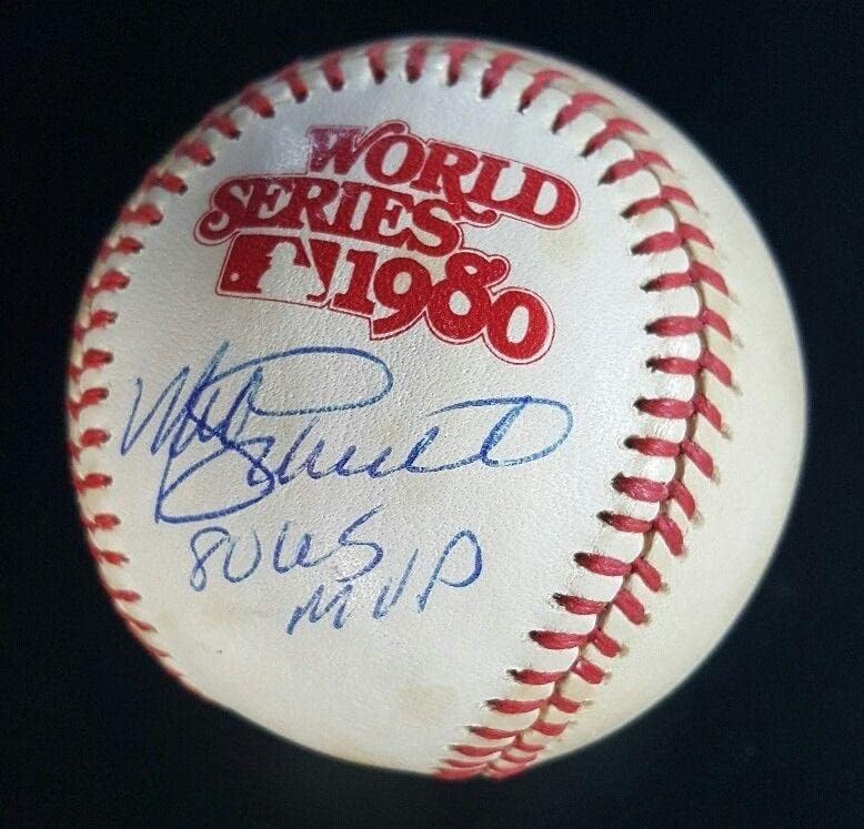Мајк Шмит 1980 Филис Светската Серија Игра Користи Бејзбол Потпишан ПСА/ДНК КОА-Млб Автограм Игра Користи Бејзбол