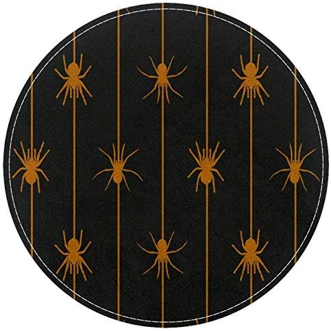 Хеох портокалова пајаци што висат на шемата на пајакот, не -лизгање 15,7 тркалезни теписи теписи килими за деца спална соба бебе