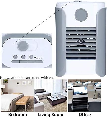 Преносен климатик вентилатор за вентилатор за ладење на вентилатор за влага за влага за влага за влага, мини балсам USB полнење сиво за канцеларија