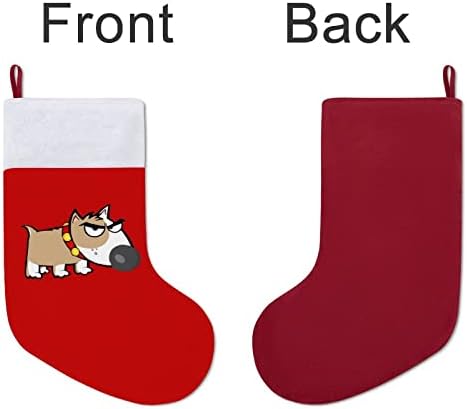 Смешни божиќни чорапи на Bull Terrier Chistring Red Velvet со бела торба за бонбони Божиќни украси и додаток на семејна забава