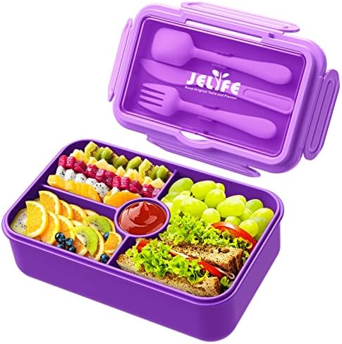 Џелиф Кутија За Ручек Деца Бенто Кутија-Голема Бенто-Стил Протекување 4 Прегради Детска Кутија За Ручек Контејнери За Храна Со