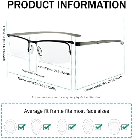 Очила За Очи Заштедете 10% На Комплет 5 Пакети Гроздобер Очила За Читање За Мажи и 3 Пакети Читачи На Полу-раб Црно +1,75