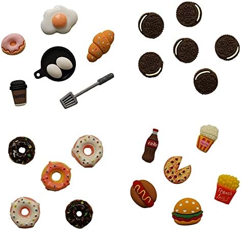 Копчињата за украсување на копчињата со рамен бек - 25 смоли со тема на храна плус 75 додатоци - 100 парчиња
