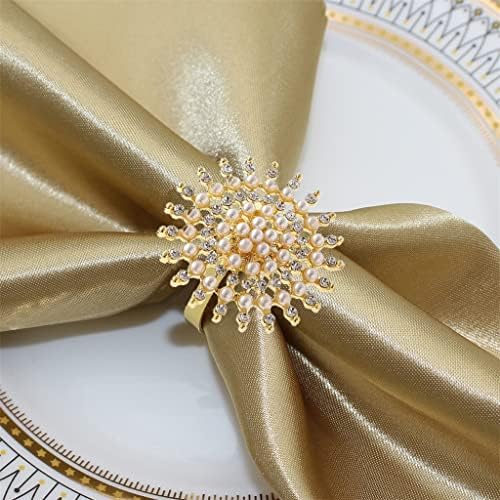 Dhtdvd Цвет бисер ринстон прстен метал кристален држач за салфетка за венчавка Божиќна забава трпеза