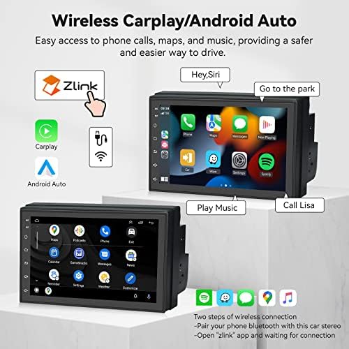 Безжичен Carplay Android Auto Android Двоен Din Автомобил Стерео СО Gps Navi Ahd Резервна Камера, Podofo 7 инчен Екран На Допир Bluetooth