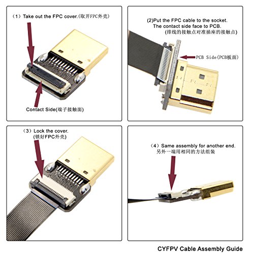 Chenyang CY 50cm FPV HDMI тип А машко до 90 степени надолу под агол HDMI машки HDTV FPC рамен кабел за повеќекоптерска воздушна фотографија