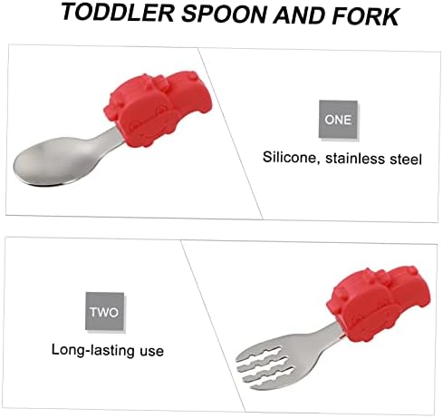 Toyvian 3 сетови вилушка и лажица сет на мали деца за прибор постави силиконски лажици за сервисирање сребрени прибор за прибор за плодови