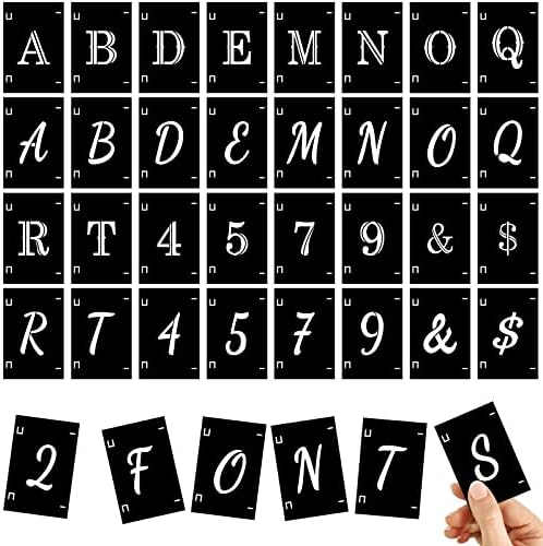 86 парчиња 1inch & 1,5 инчи букви матрици броеви на симбол на симбол комплет, пластични шаблони за сликање на азбука, меѓусебно блокирање