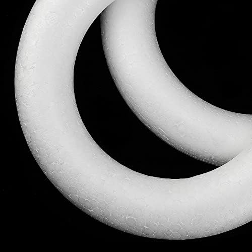 Mahiong 8 пакет 8 -инчен занаетчиски венец, бел полистирен пена кругови прстен, тркалезна пена од венец за занаети DIY уметности цветни проекти