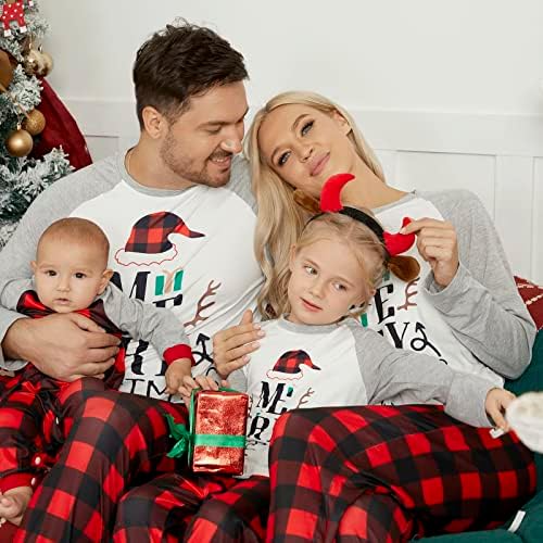 Божиќни пижами за модамиа за семејно појавување на празник двојка Божиќ се поставува мама и мене Божиќни ПЈ со карирани зелени/црвени