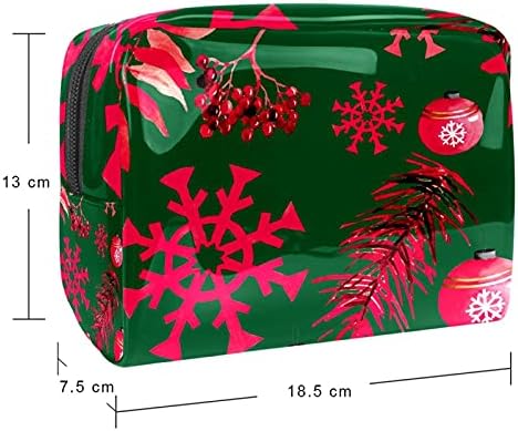 Козметичка Торба За Жени, Симпатични Пространи Водоотпорни Чанти За Шминка Патуваат Божиќна Зелена Снегулка Тоалетна Торба