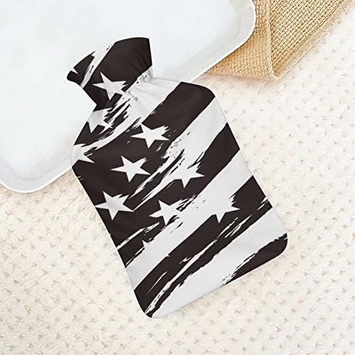 Американско американско знаме црно-бела торба со топла вода, симпатична шише со топла вода, потопла торба за вбризгување вода за