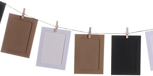 Akoak 30 парчиња DIY Kraft картонски картонски фото рамка со дрвени клипови и жица, бела/црна/кафеава три бои и секоја боја 10